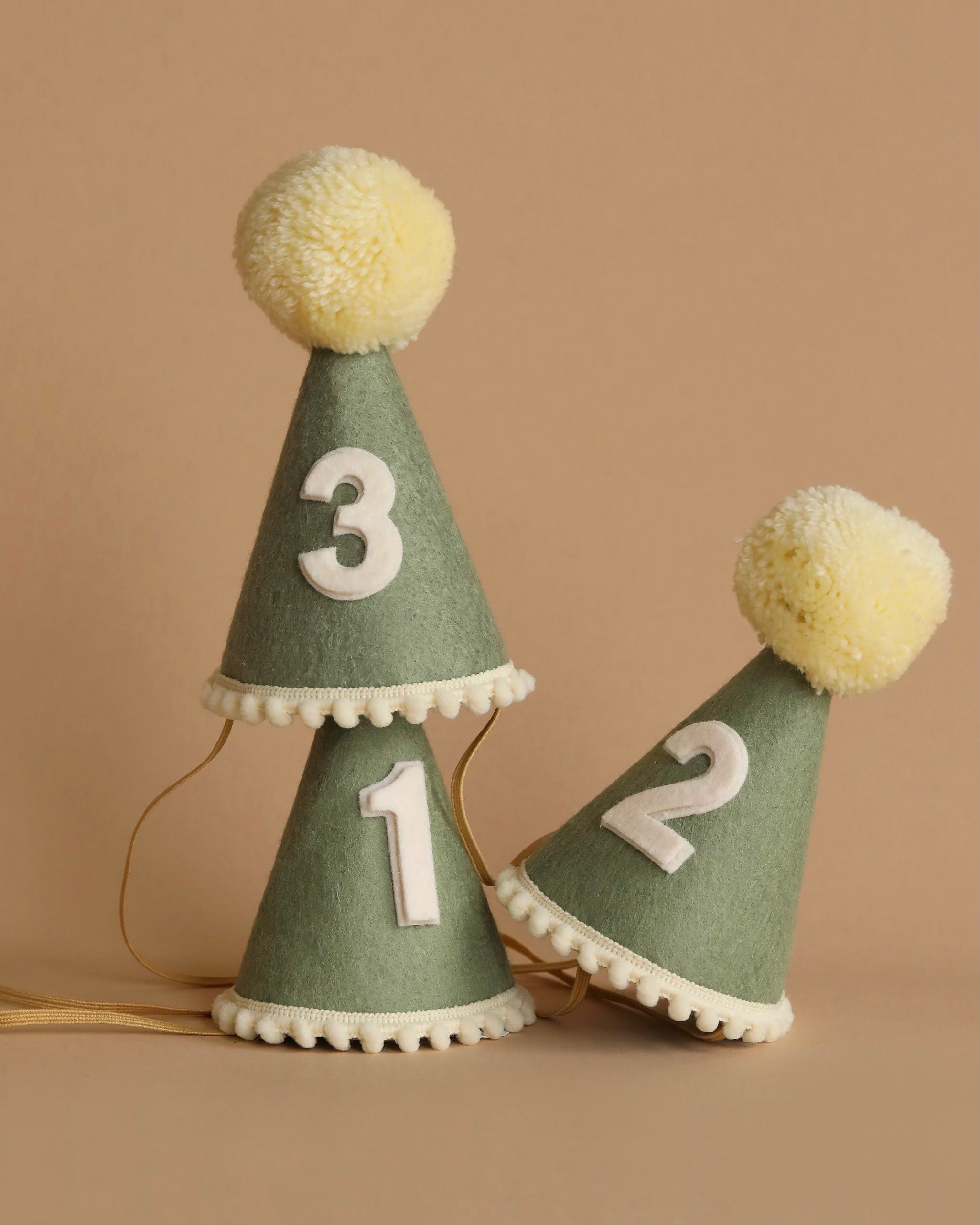 Party Hat - Olive Green with Cream Trim