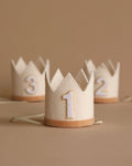 Felt Crown - Linen with Beige Velvet Trim