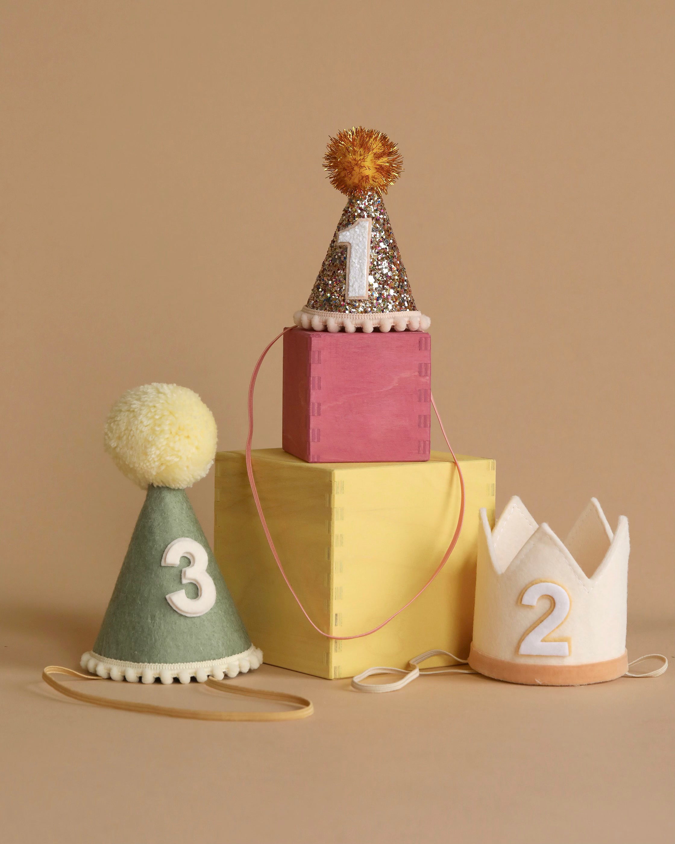 Party Hat - Confetti Glitter with Gold Pom