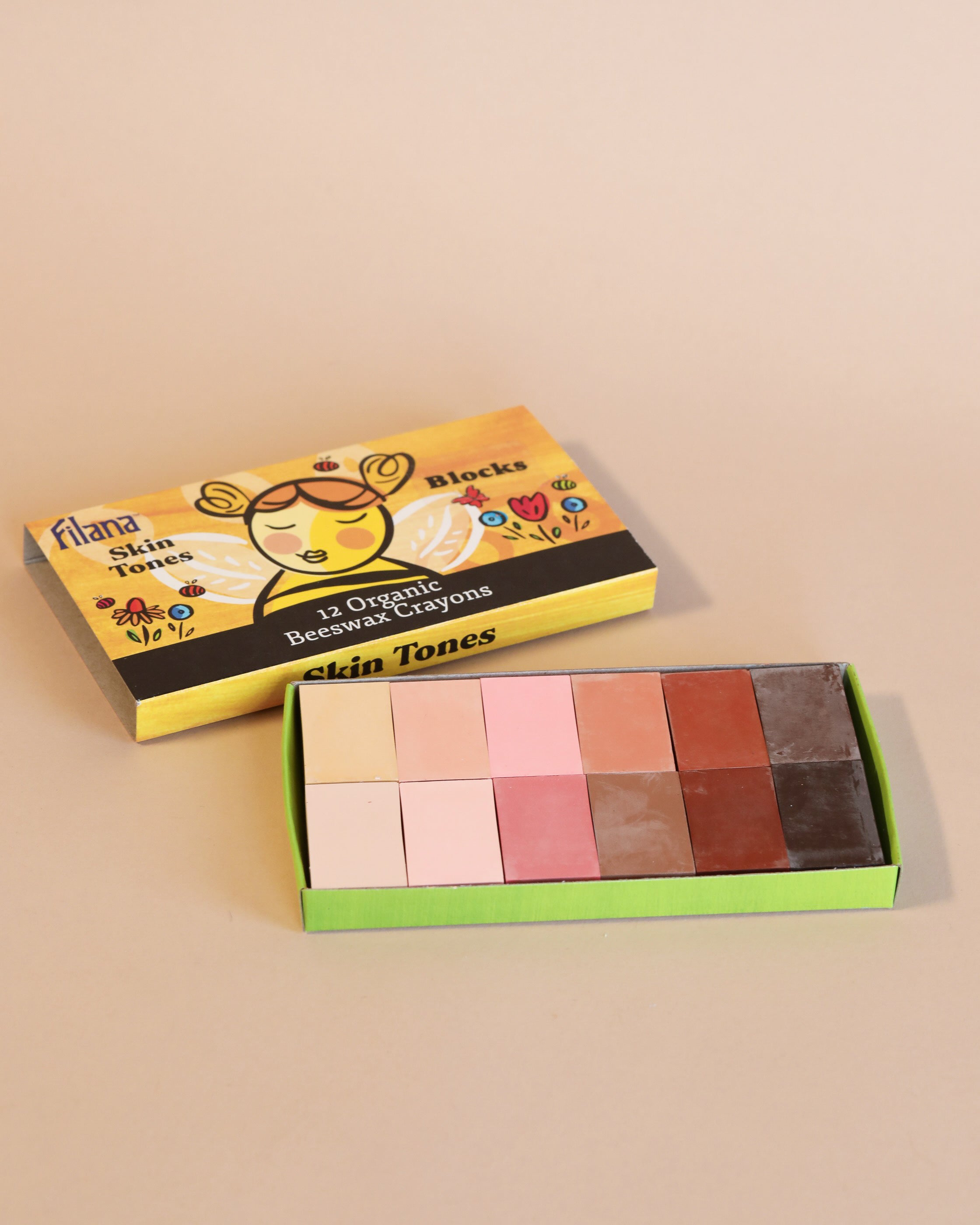 Organic Beeswax Crayons: 12 SkinTones in Blocks