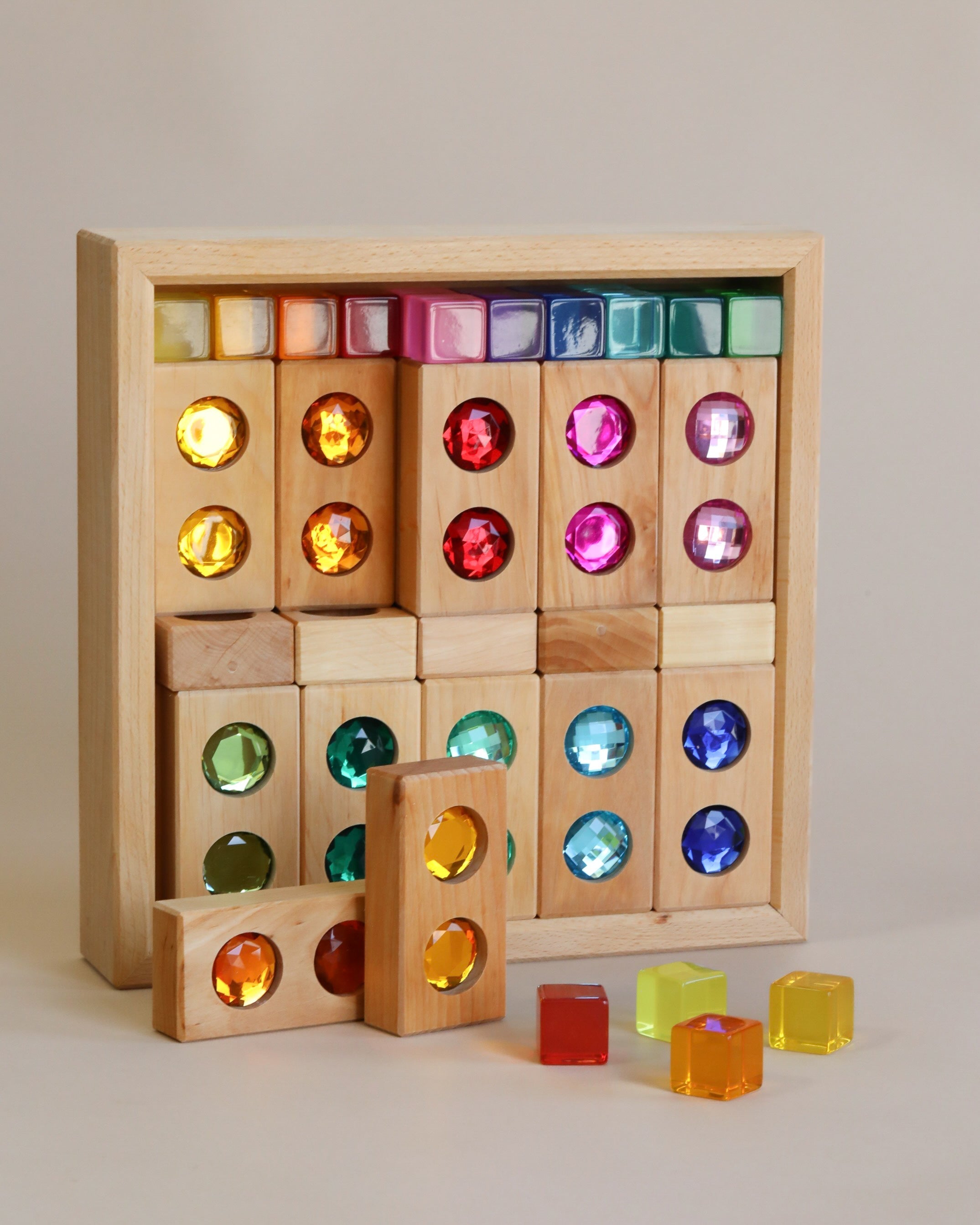 Bauspiel Gem Blocks with Lucent Cubes (45 pieces) - ships in approximately 1-2 weeks