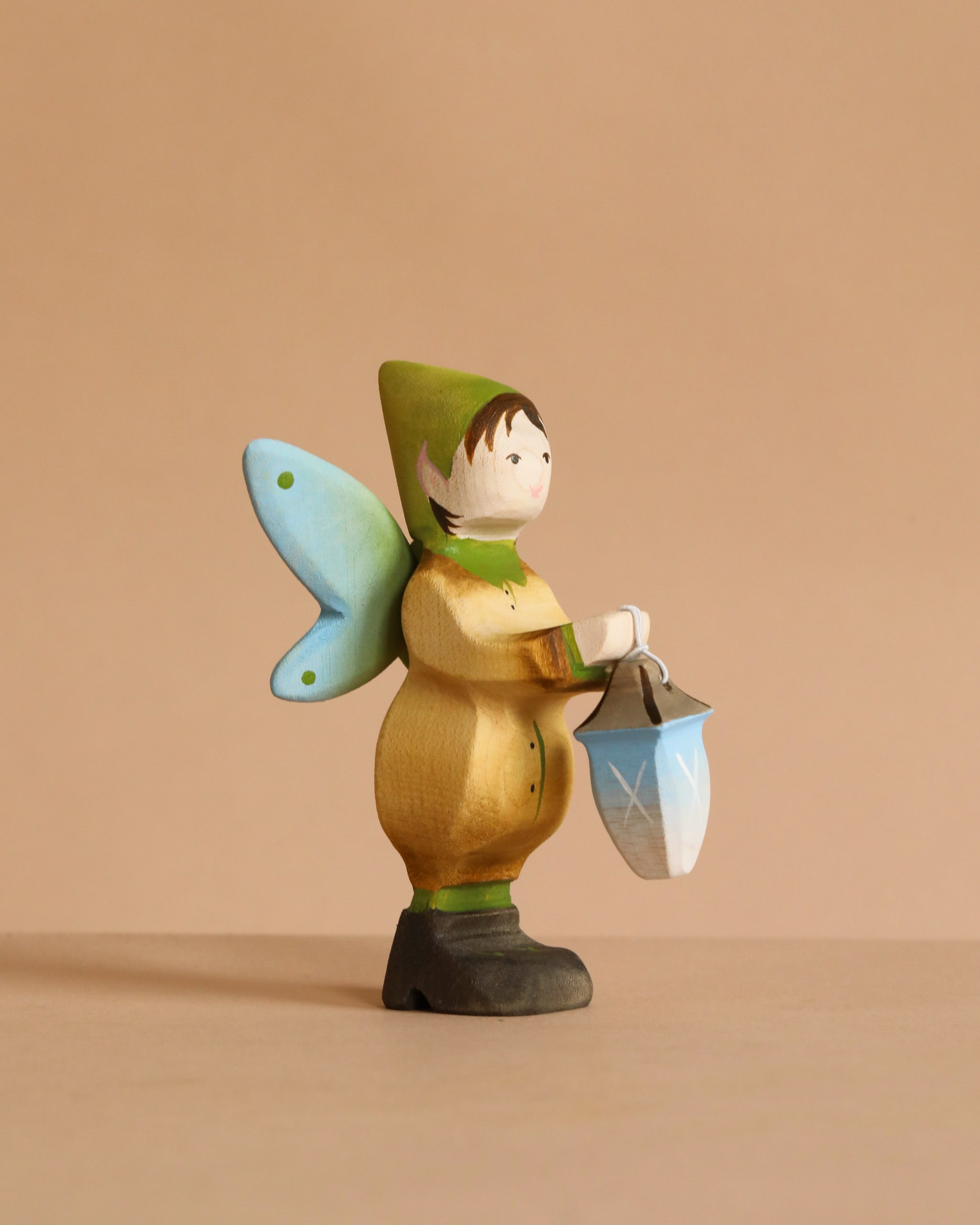 Bumbu Handmade Wooden Winged Elf with Lamp Set