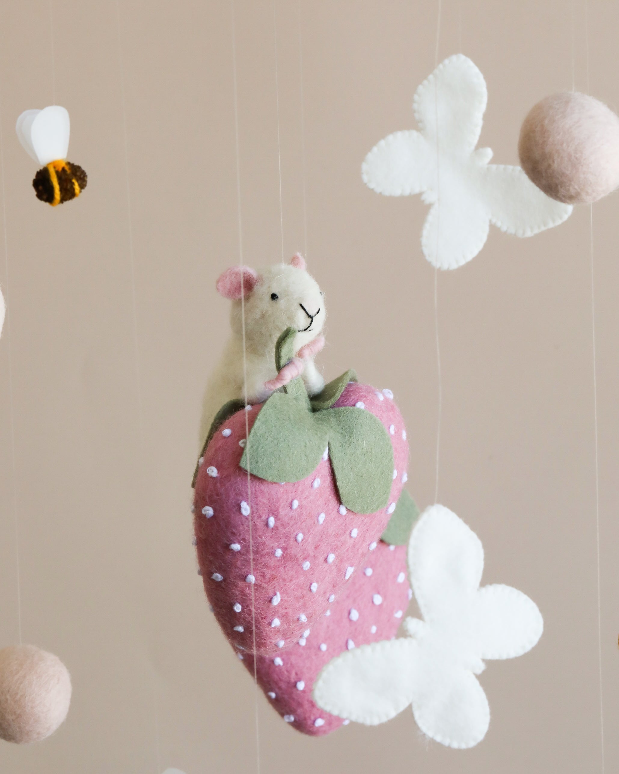 Handmade Mobile - Field of Strawberries - Final Sale