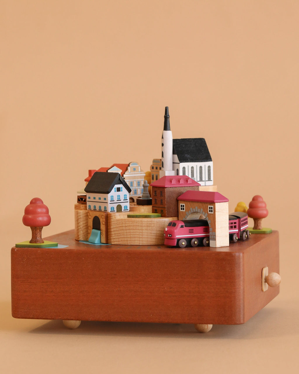 Wooden Train Music Box - European Town