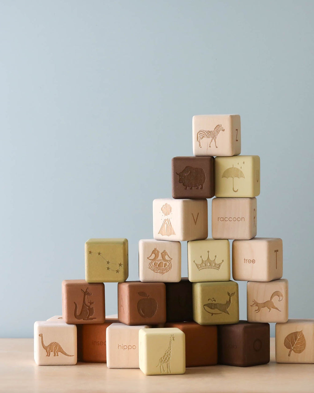 Sabo Concept Alphabet Wooden Blocks - Olive