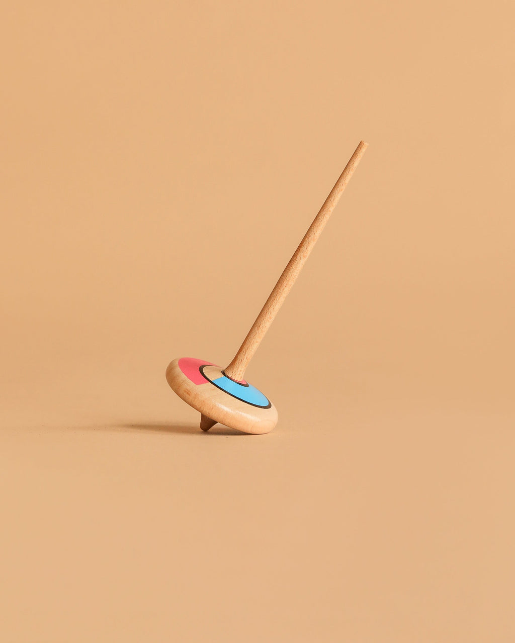 Wooderful Life 
Wooden Spinning Top - Long Stem, Red & Blue