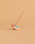 Wooderful Life 
Wooden Spinning Top - Long Stem, Red & Blue