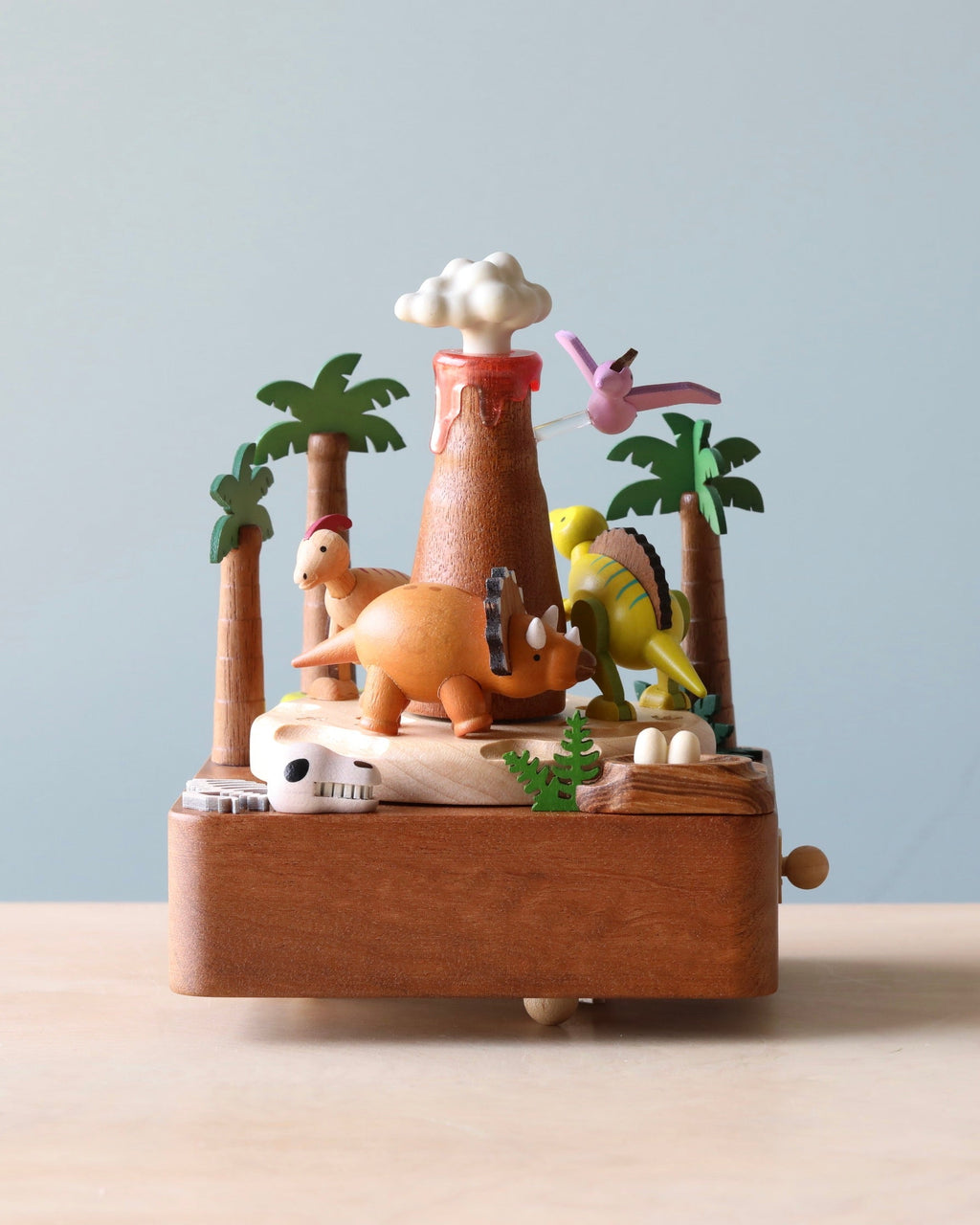 Wooden Volcano & Dinosaur Music Box