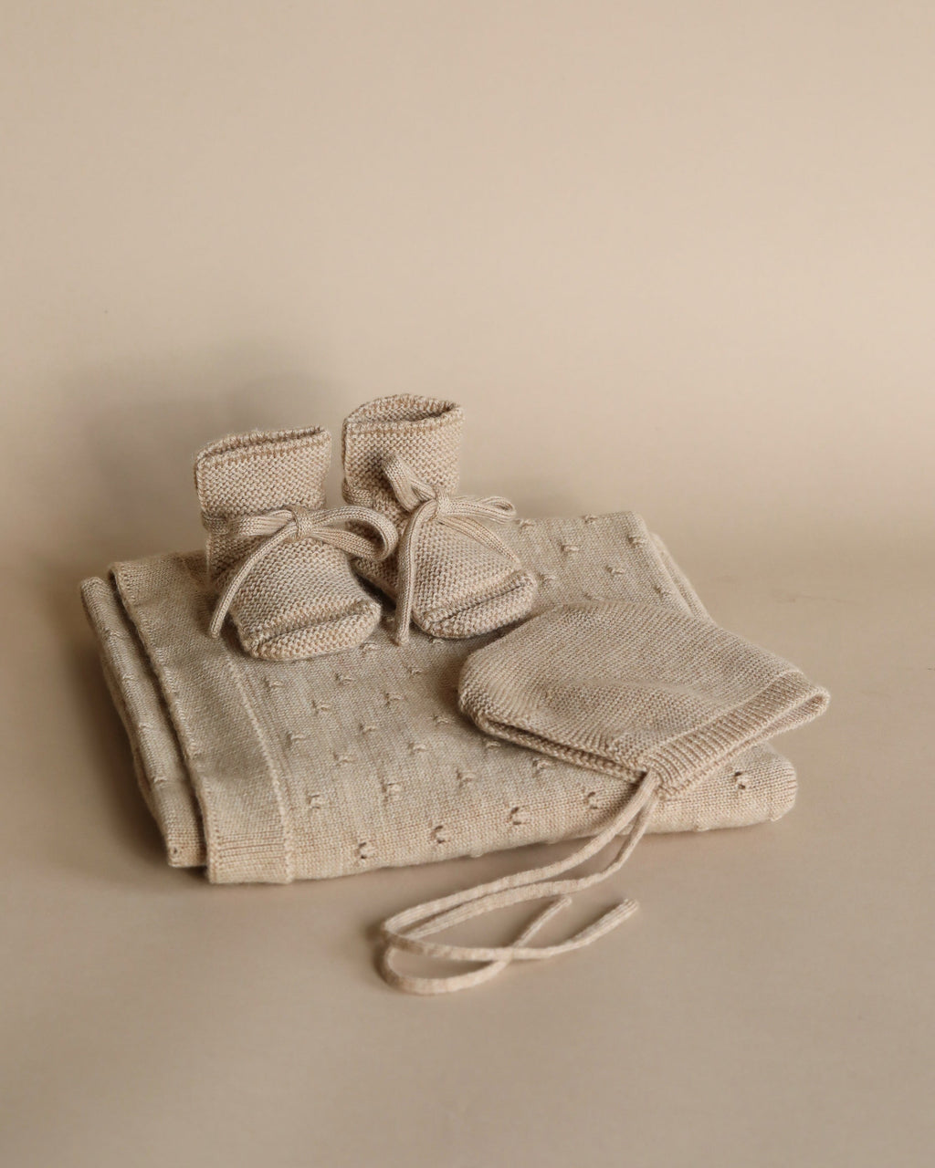 Handmade Merino Wool Newborn Bonnet - Sand