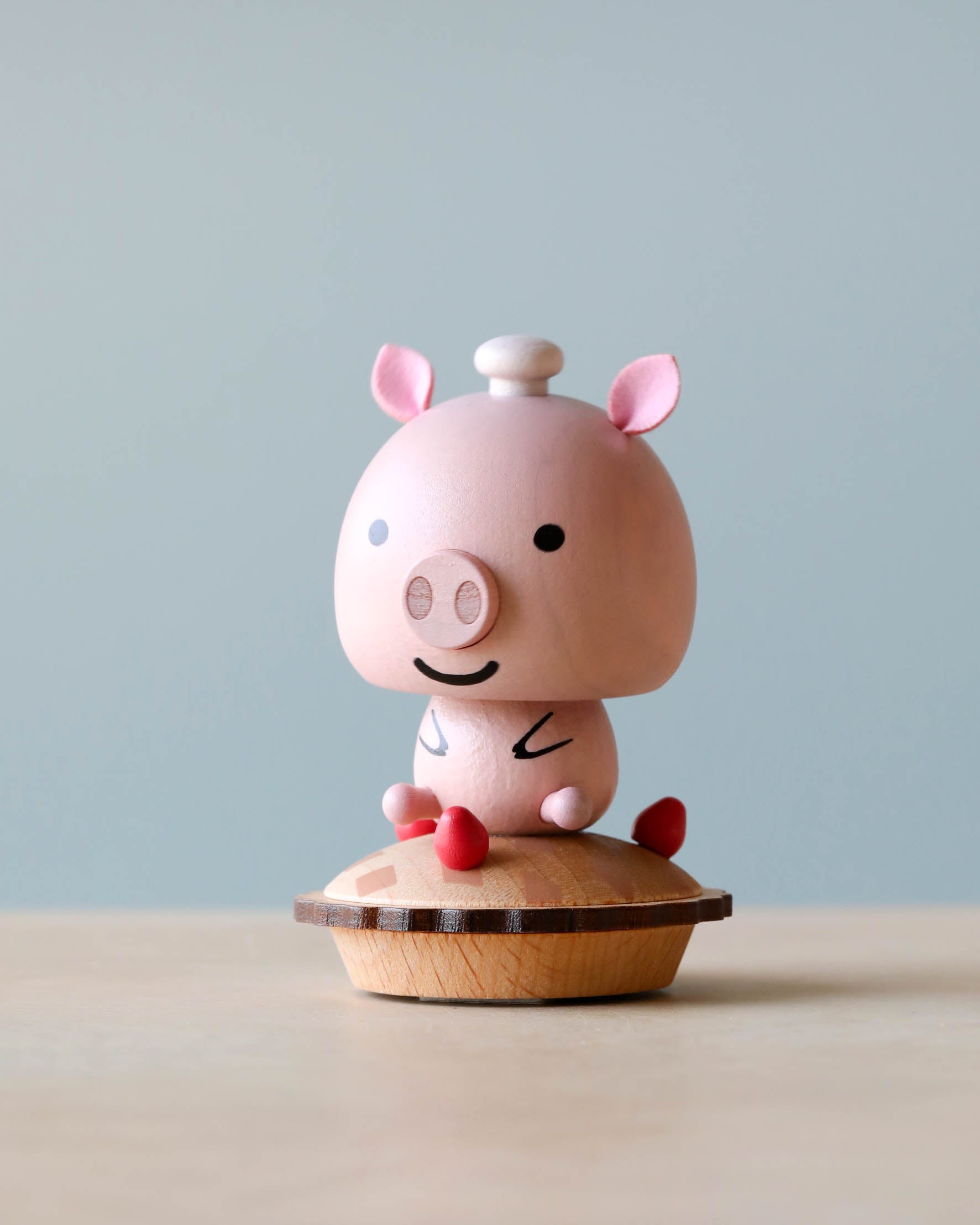 Wooden Pig Bobblehead