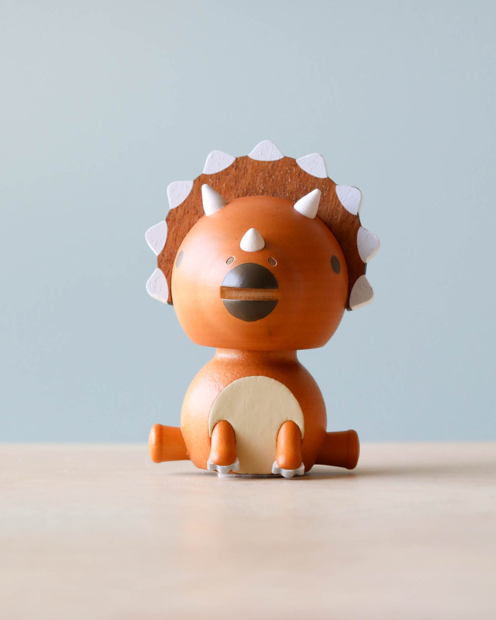 Wooden Triceratops Bobblehead