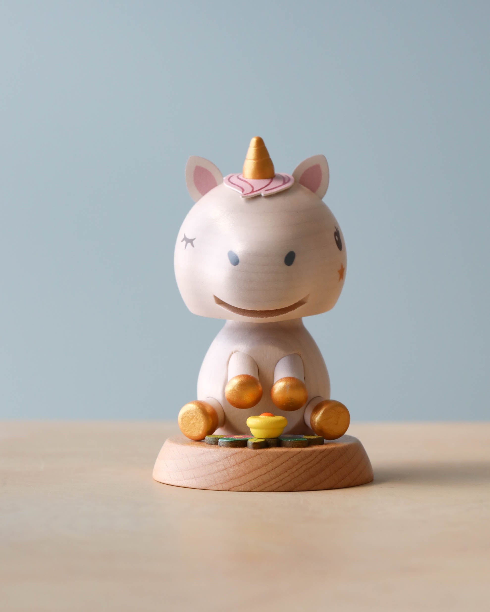 Wooden Unicorn Bobblehead