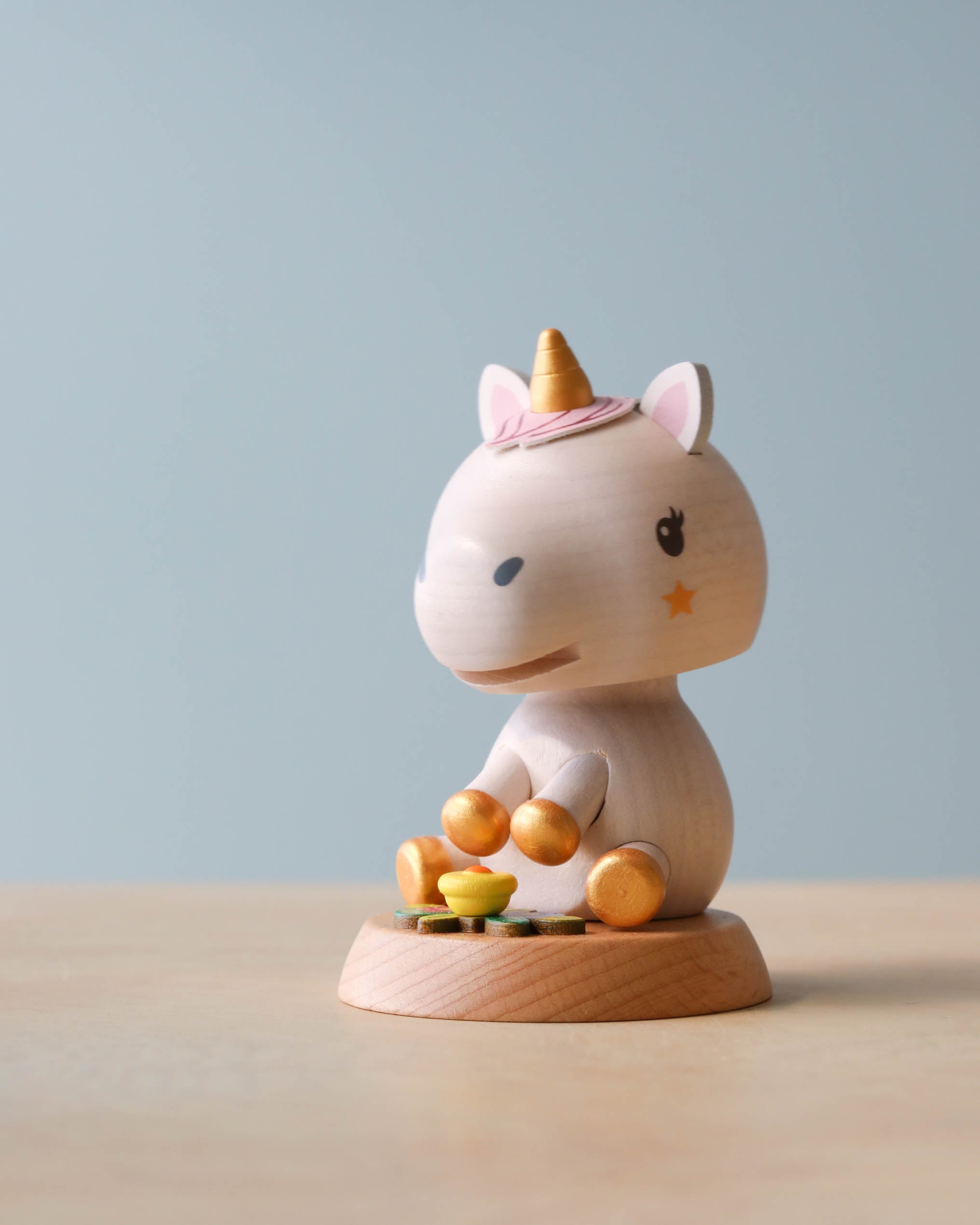 Wooden Unicorn Bobblehead
