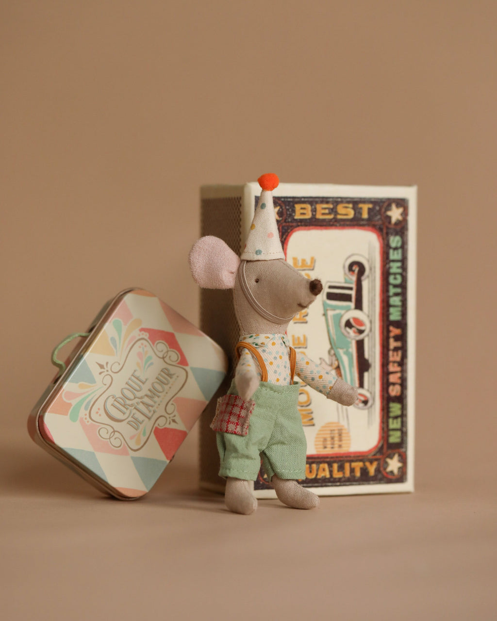 Maileg Little Brother Mouse With Extra Outfit & Suitcase