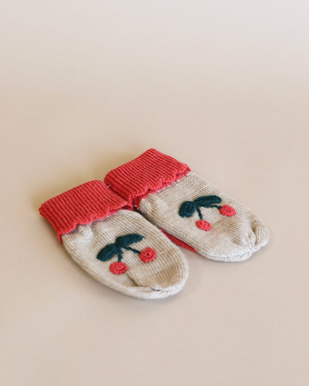 Sonja Knit Mittens - Beige Melange