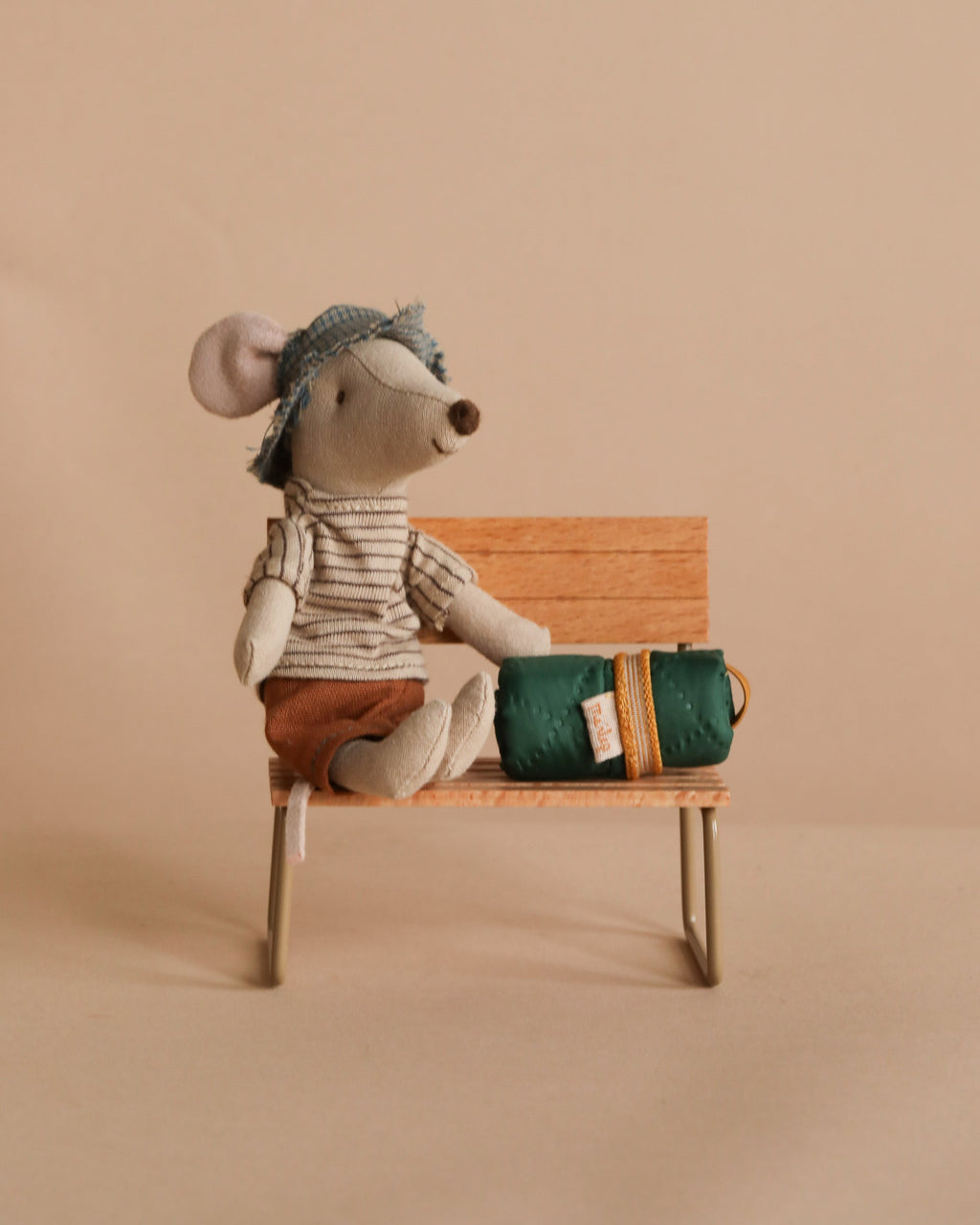 Maileg Hiker Mouse With Brown Striped Shirt - Big Brother