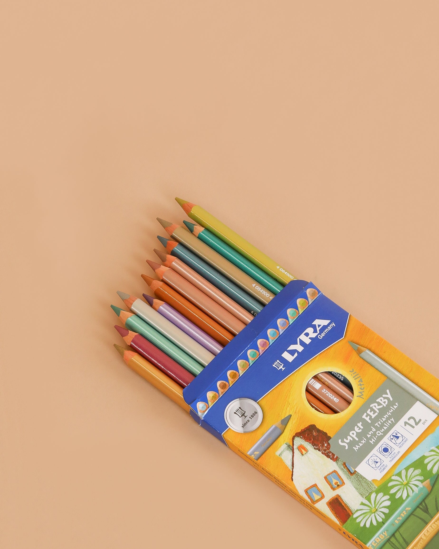 Lyra Pencils Super Ferby Lacquered Triangular - 12 Assorted Metallic Colors