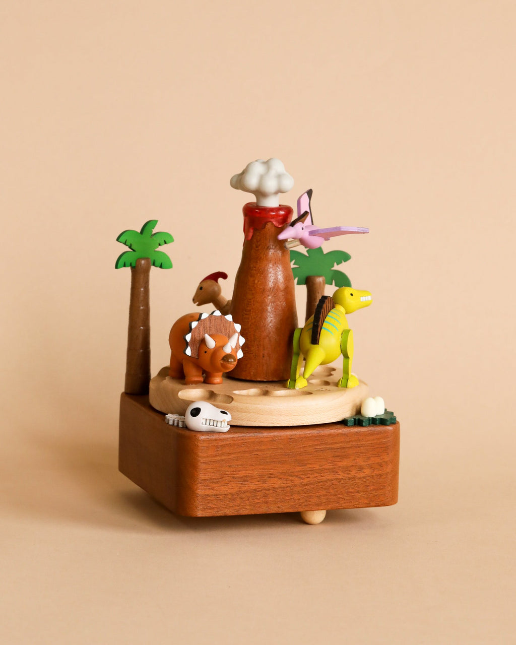 Wooden Volcano & Dinosaur Music Box