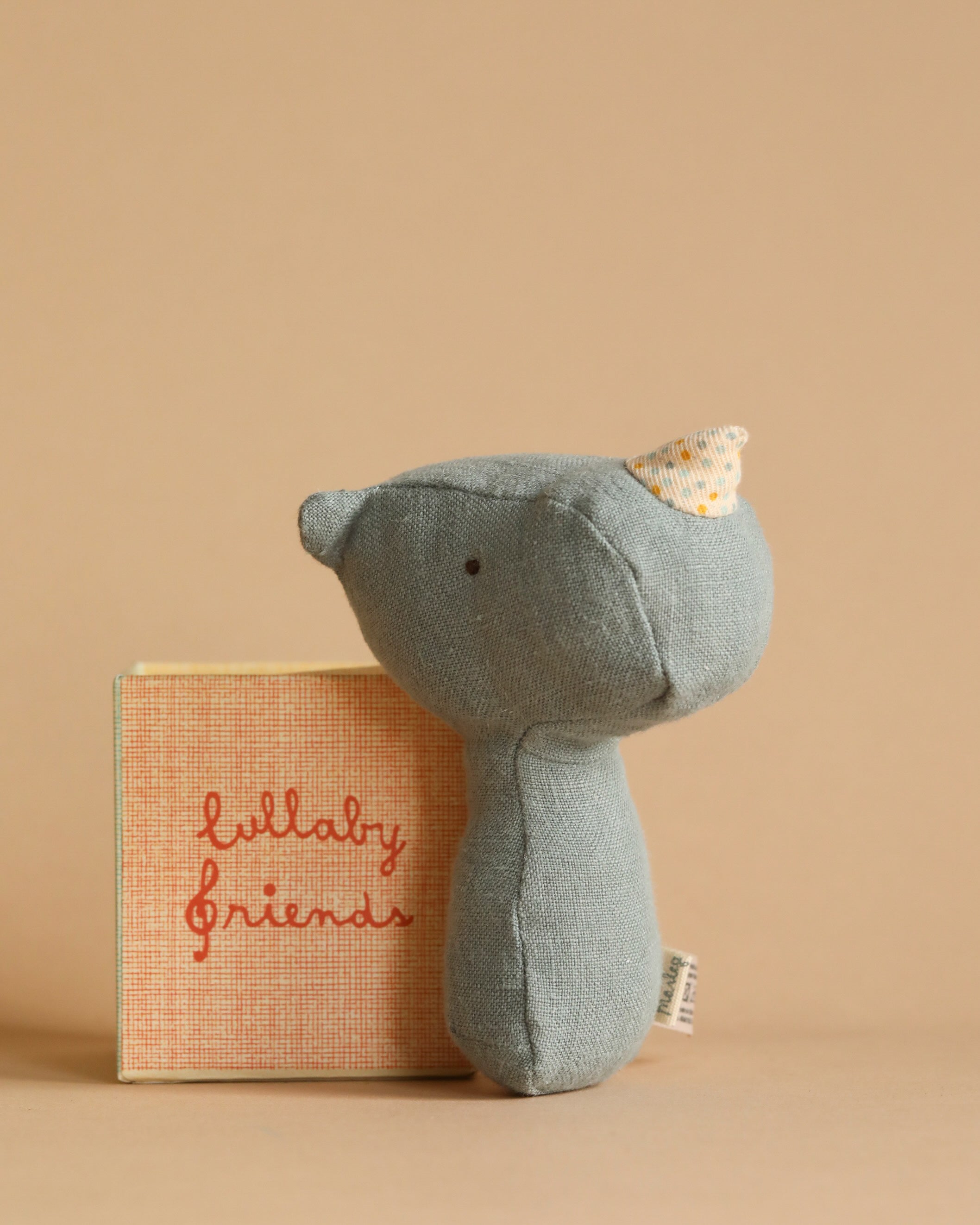 Maileg Lullaby Friend Rattles, Rhino - Dusty Blue