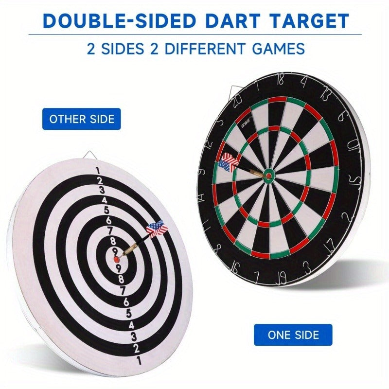 18 Inch Professional Sisal Bristle Dartboard Set | Regulation Size Steel Tip Dartboard with 6 Steel Darts | High-Density Double-Sided Board for Training Competition Game Night Christmas Gift