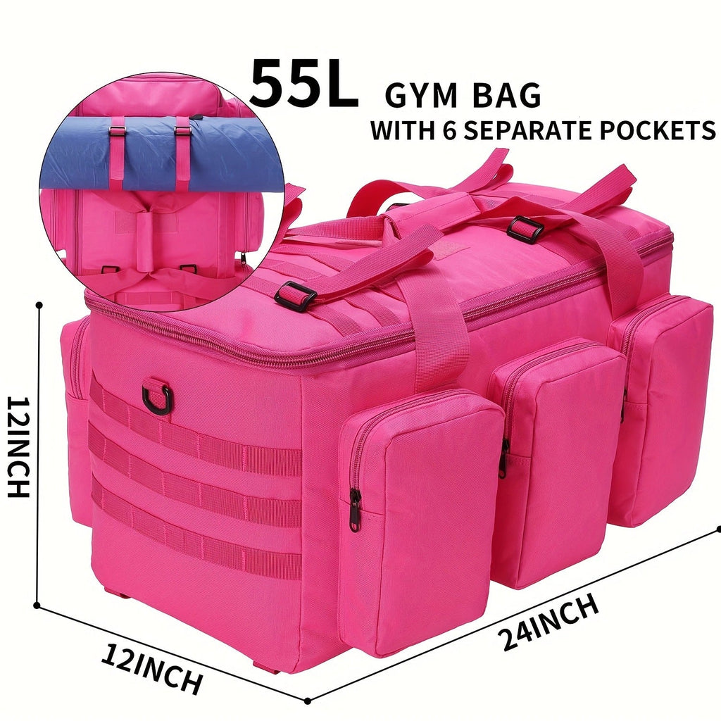 Convertible Travel Duffel Bag 3-in-1 Rose Red 50L – Weekender Backpack & Gym Bag for Men & Women, Sports, Camping & Daily Use, Large Capacity Carry-On with Multiple Carry Modes