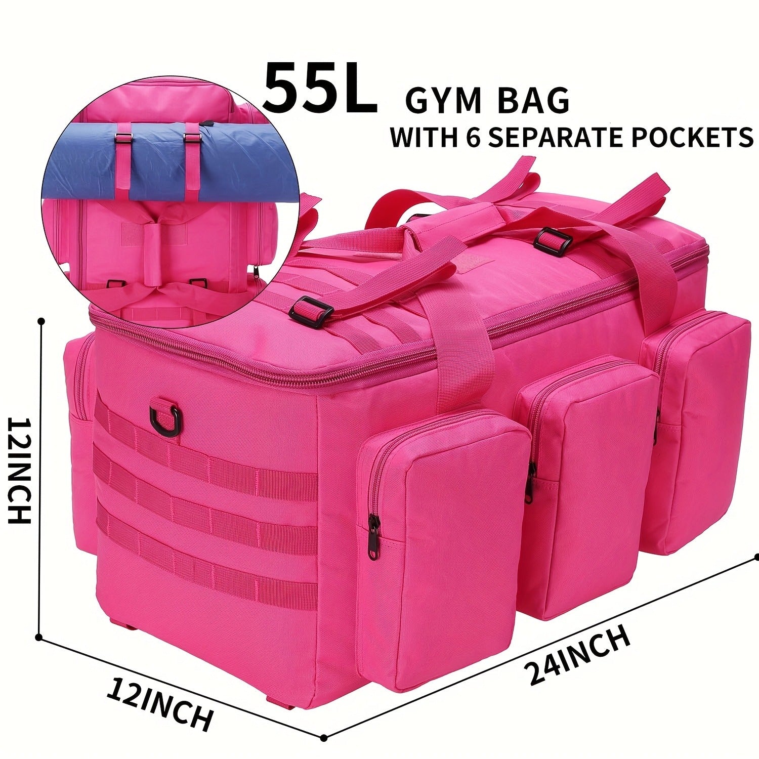 Convertible Travel Duffel Bag 3-in-1 Rose Red 50L – Weekender Backpack & Gym Bag for Men & Women, Sports, Camping & Daily Use, Large Capacity Carry-On with Multiple Carry Modes