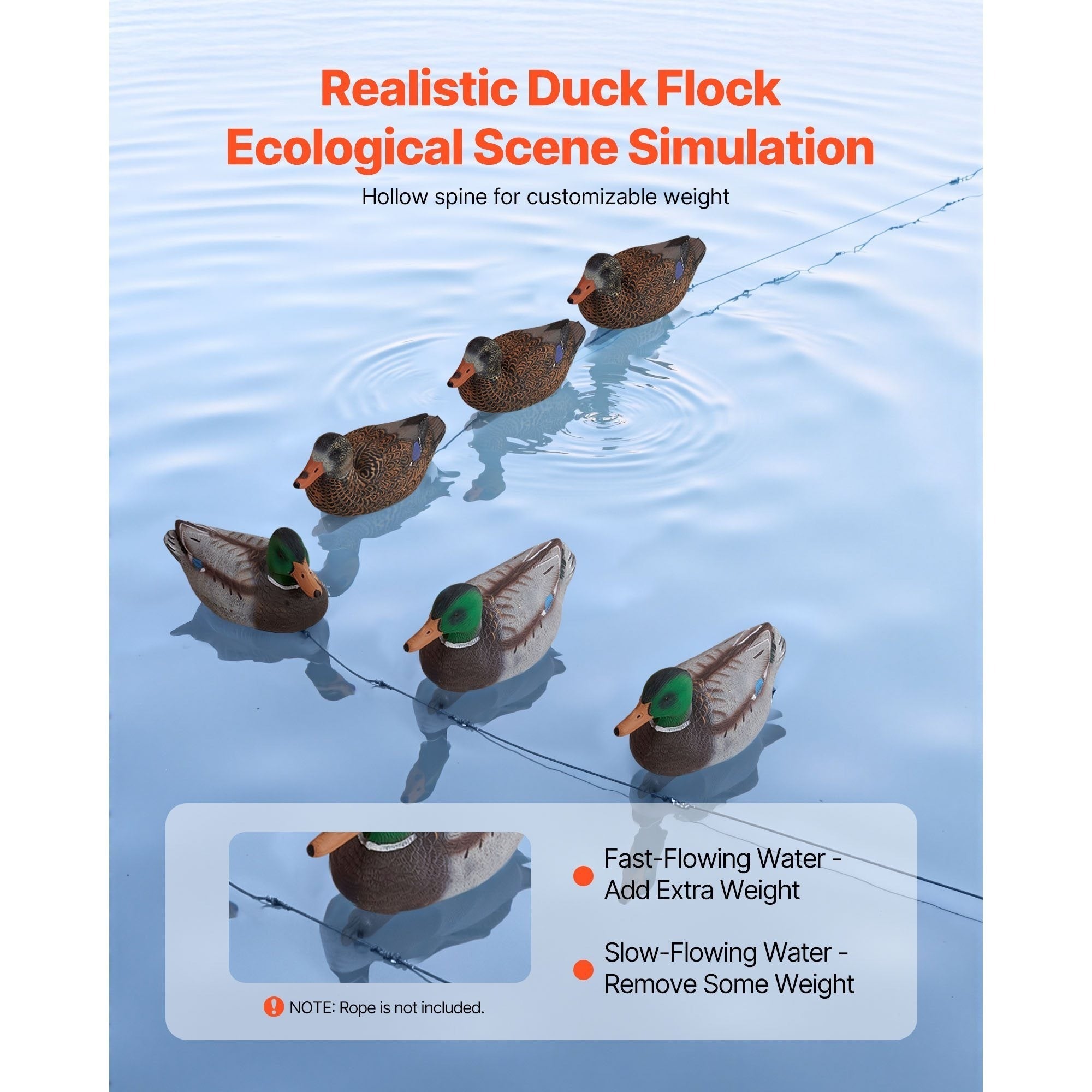 Duck Decoys 6-Pack – Realistic Floating Teal Decoy Set with Bionic Painting, XPE Compression Storage, 3 Male & 3 Female Ducks for Hunting, Pond Garden Yard Decoration, Flock Simulation
