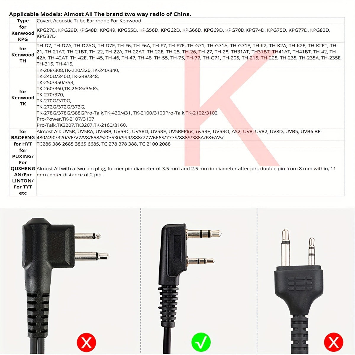 RELITAKS Handheld Two-Way Radio Speaker Mic – K-Head Connector, Coiled Cord, Compatible with Baofeng, TYT & More, No Battery