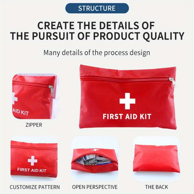 First Aid Bag 16-Pack – Empty Water-Resistant Nylon Pouch with Full-Open Zipper & Cross Symbol, Lightweight Portable Medical Bag for Home, Car, Office, Camping & Hiking (20x14cm / 7.9x5.5in)