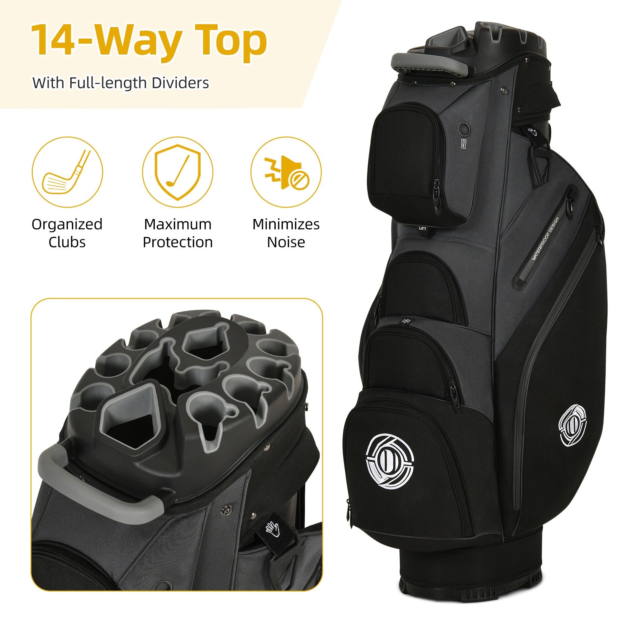 Hard Shell Golf Bag Armored Protective 900D High-Density Oxford Cloth Large Capacity Professional Equipment Travel Bag 105x27x38cm Deep Grey Business Color Matching