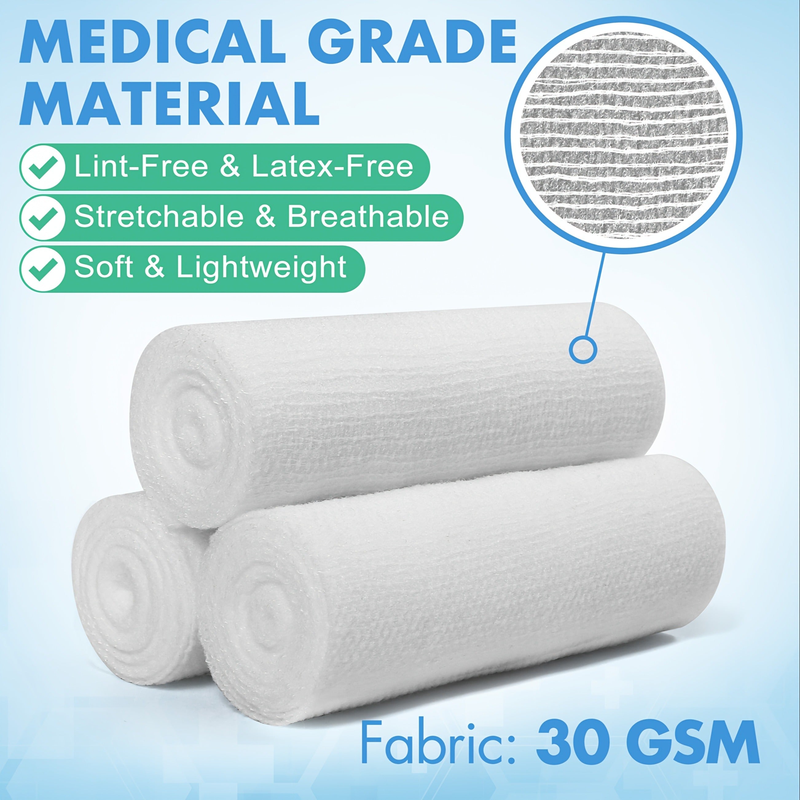 Stretch Gauze Bandage Roll 48 Count Individually Wrapped - 4 Inch x 4 Yards Latex Free Conforming Gauze Wrap for First Aid, Wrist, Knee, Wound Care, Hemostasis & Outdoor Emergency Medical Supplies