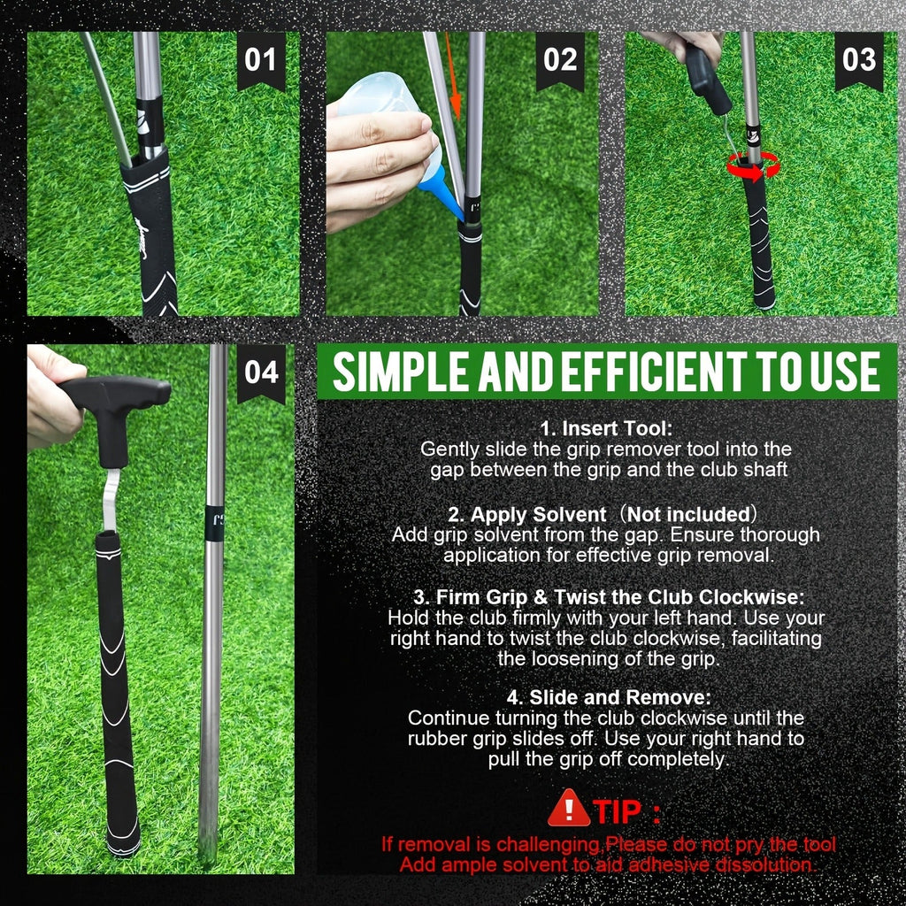 V-Groove Golf Grip Removal Tool High Carbon Steel T-Handle Grip Remover Saver 11 Inch Regripping Tool for Golf Club Shaft Grip Replacement Easy Grip Removal for All Golfers