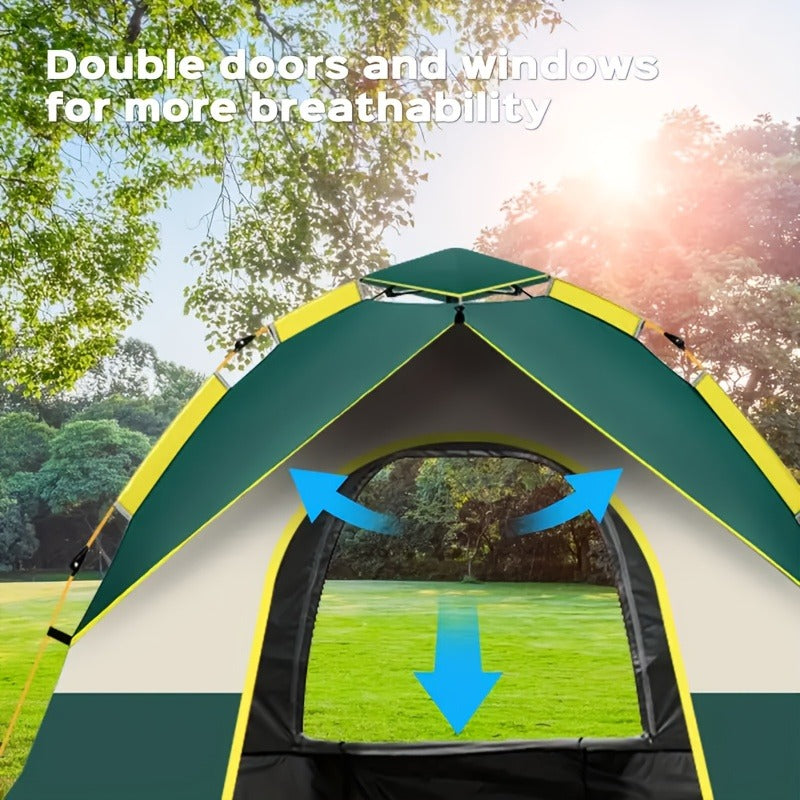 Automatic Instant Setup Camping Tent for 1-3 or 3-4 Persons - Full Season Pop Up Tent with Double Doors & Mesh Windows, Windproof Lightweight Backpacking Tent for Camping, Hiking, Hunting, Travel & Outdoor Shelter