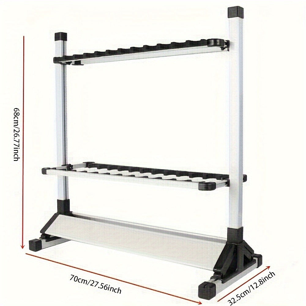 Aluminum Fishing Rod Holder Rack Holds Up to 24 Rods, Portable Lightweight Rust-Resistant Rod Stand with Cushioned Holders & Carrying Handle, Freestanding Fishing Pole Organizer for Garage Cabin Home