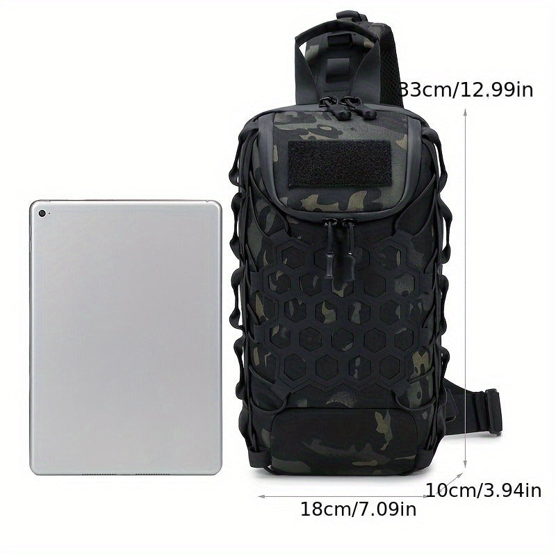 MOLLE Shoulder Bag – Large Capacity Tactical Chest Pack, Waterproof Nylon EDC Crossbody Bag for Hiking, Cycling, Fishing & Camping, Multi-Compartment, Adjustable Strap