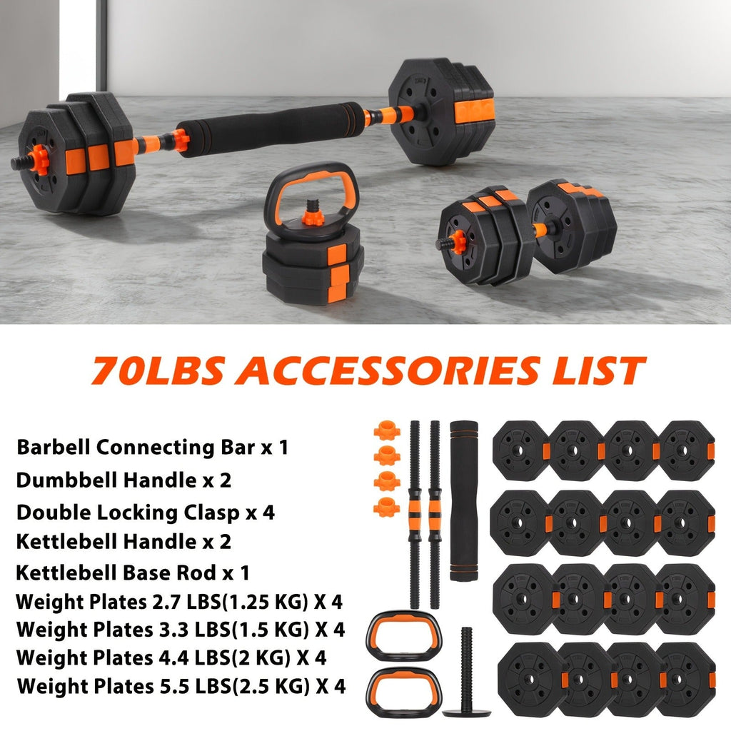 Adjustable Barbell & Dumbbell Set 4-in-1 – 25/50/66 lbs Home Gym Weight Set with Connecting Rod, Strength Training for Men & Women
