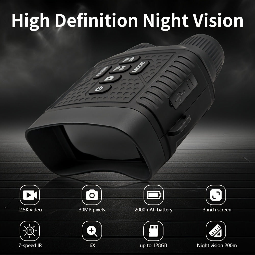 Digital Night Vision Monocular 6X – Infrared Night Vision Scope with 2000mAh Battery, 3" LCD Screen & Photo/Video Recording for Hunting Camping Wildlife