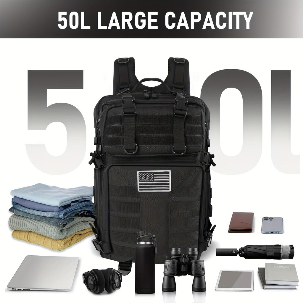 Tactical Military Backpack 50L – Large Capacity Molle Rucksack for Camping, Hiking, Hunting, Fishing & Travel, Unisex with Multiple Color Options
