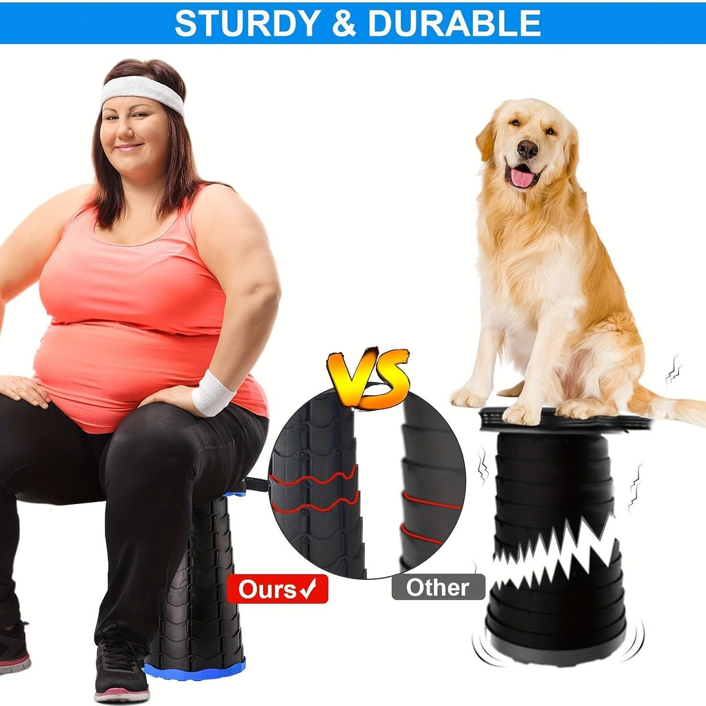 Portable Folding Cylinder Stool – Lightweight Plastic, Waterproof & Durable, Easy to Carry & Store – Outdoor Camping, Fishing & Travel Stool, Iridescent or Blue