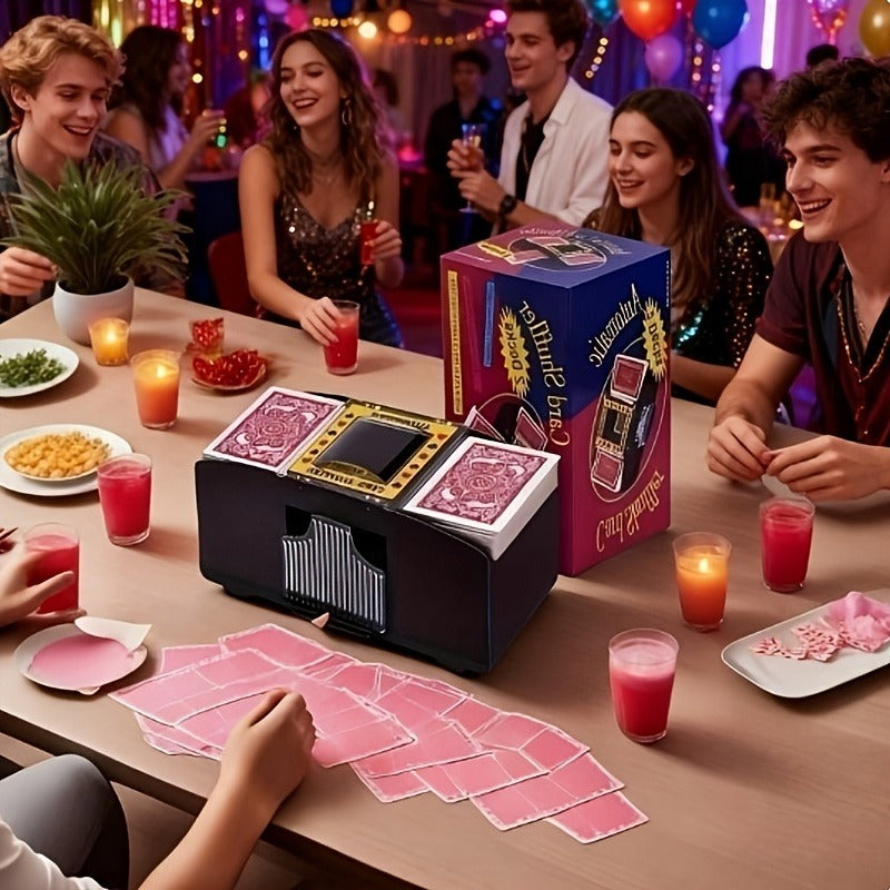 Automatic Card Shuffler 2 4 6 Deck | Battery Powered Transparent Design | Easy One-Button Operation for Poker Family Game Night Card Games | Durable Plastic Ages 14+ Normal Type