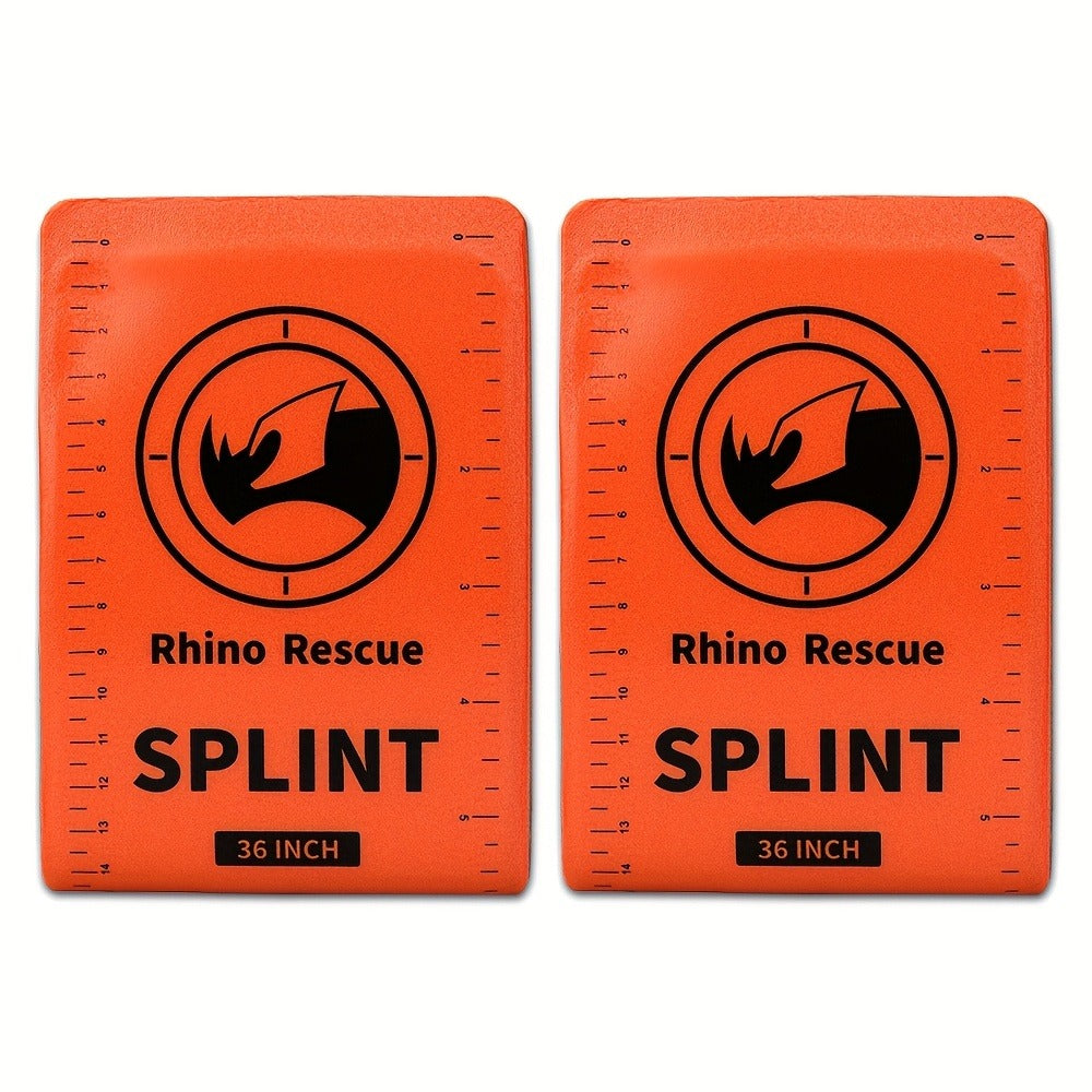 Foldable Emergency Splint 36 x 4.3 Inch - Reusable Aluminum Alloy Closed-Cell Foam Splint for Trauma, Outdoor First Aid, Lightweight Portable Fracture Immobilization Splint, 2 Pack (Orange & Gray)