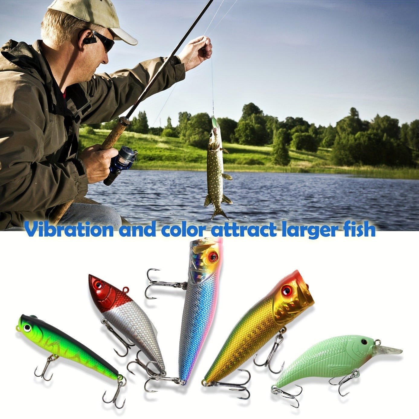 Fishing Lures Kit with Tackle Box – Mixed Plastic & Metal Baits, Hooks, Swivels & Jig Hooks (110/252/361pcs)