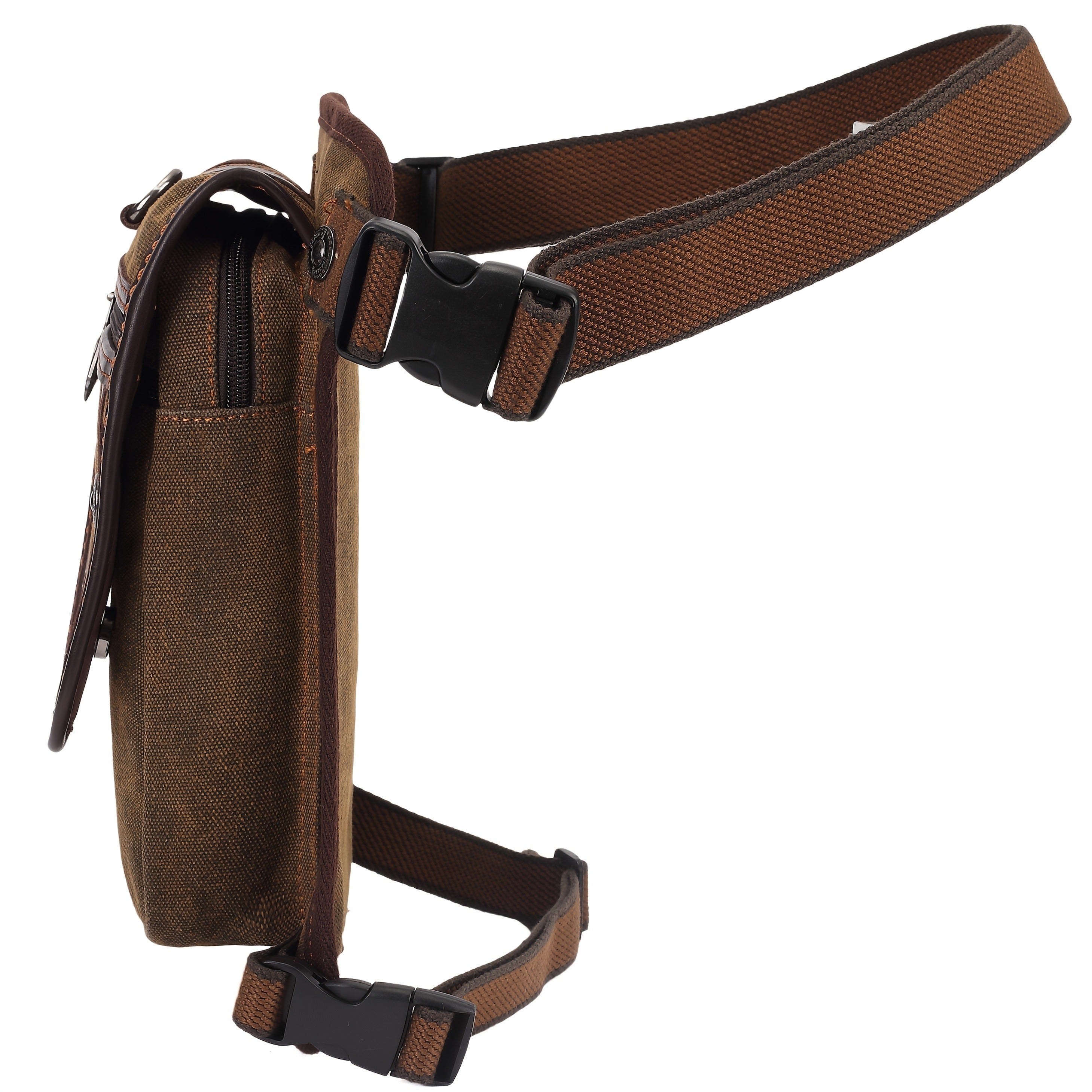Vintage Canvas Sling Bag for Men Multifunctional Crossbody Chest Bag Waist Bag Shoulder Bag Leg Bag Hiking Outdoor Sports Travel Bag Adjustable Strap Dark Brown
