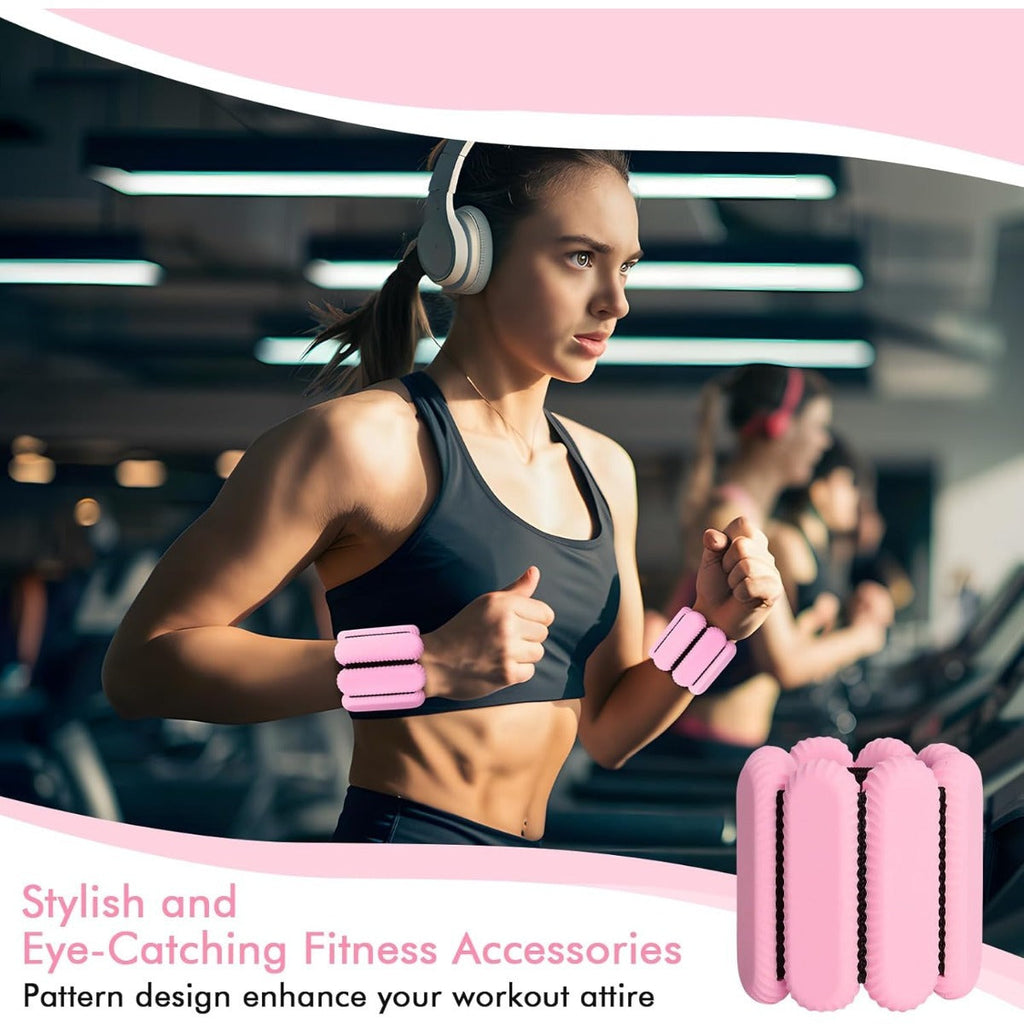 Silicone Wrist & Ankle Weights Bracelet 1LB Pair for Women Men – Adjustable Weighted Cuffs for Yoga, Running, Dance & Strength Training Workouts