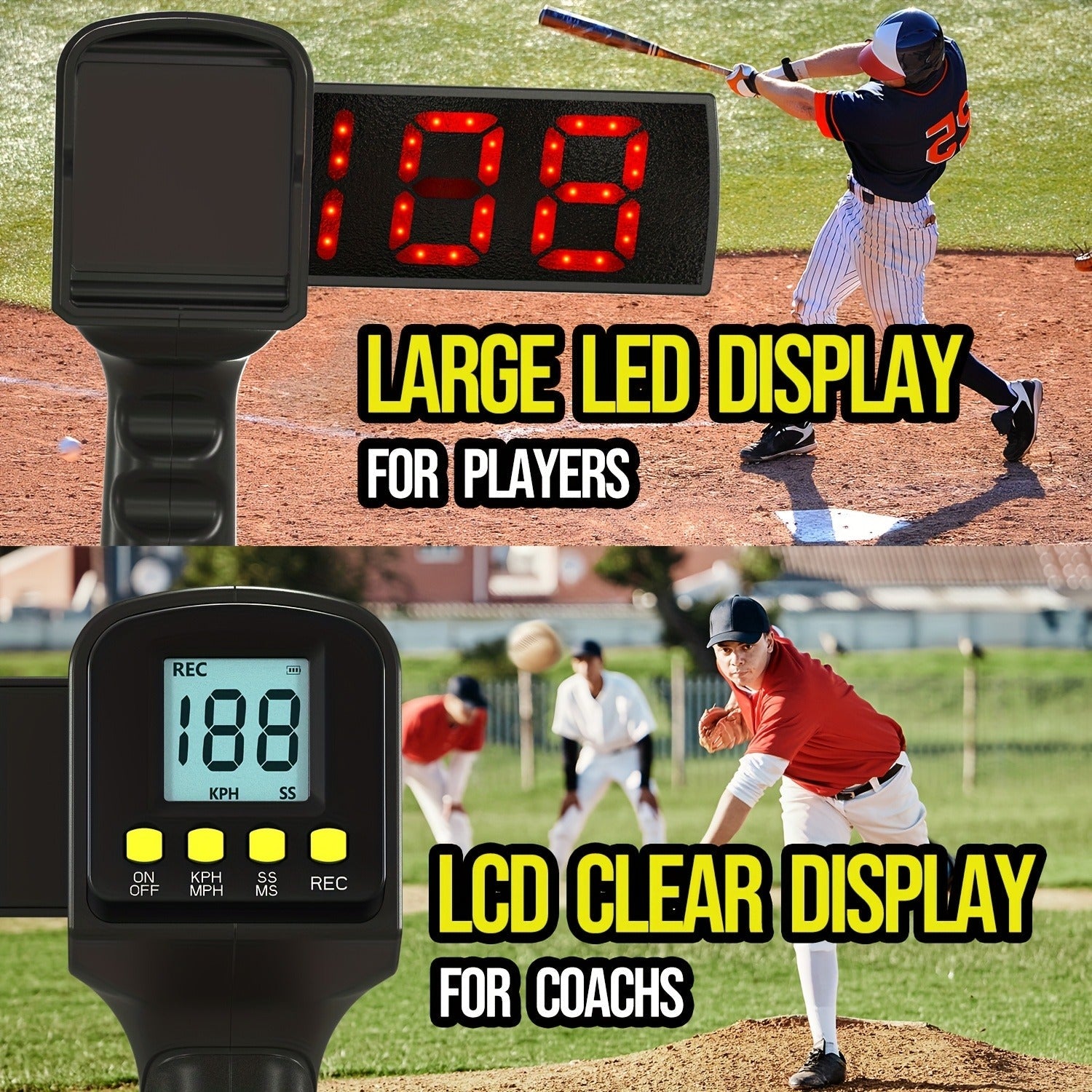 Baseball Radar Gun – LED & LCD Display, Handheld or Tripod Mount
