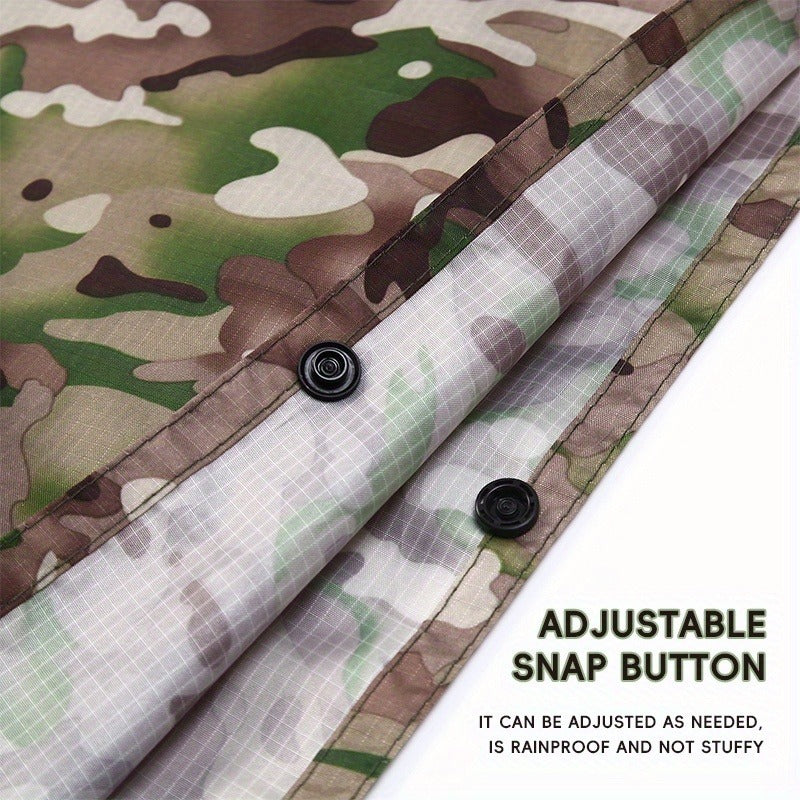 Waterproof Rain Poncho Digital Camouflage - Lightweight Polyester Raincoat for Hiking Camping Mountain Climbing Outdoor Sports, One Size Unisex Emergency Rain Jacket with Smooth Lining