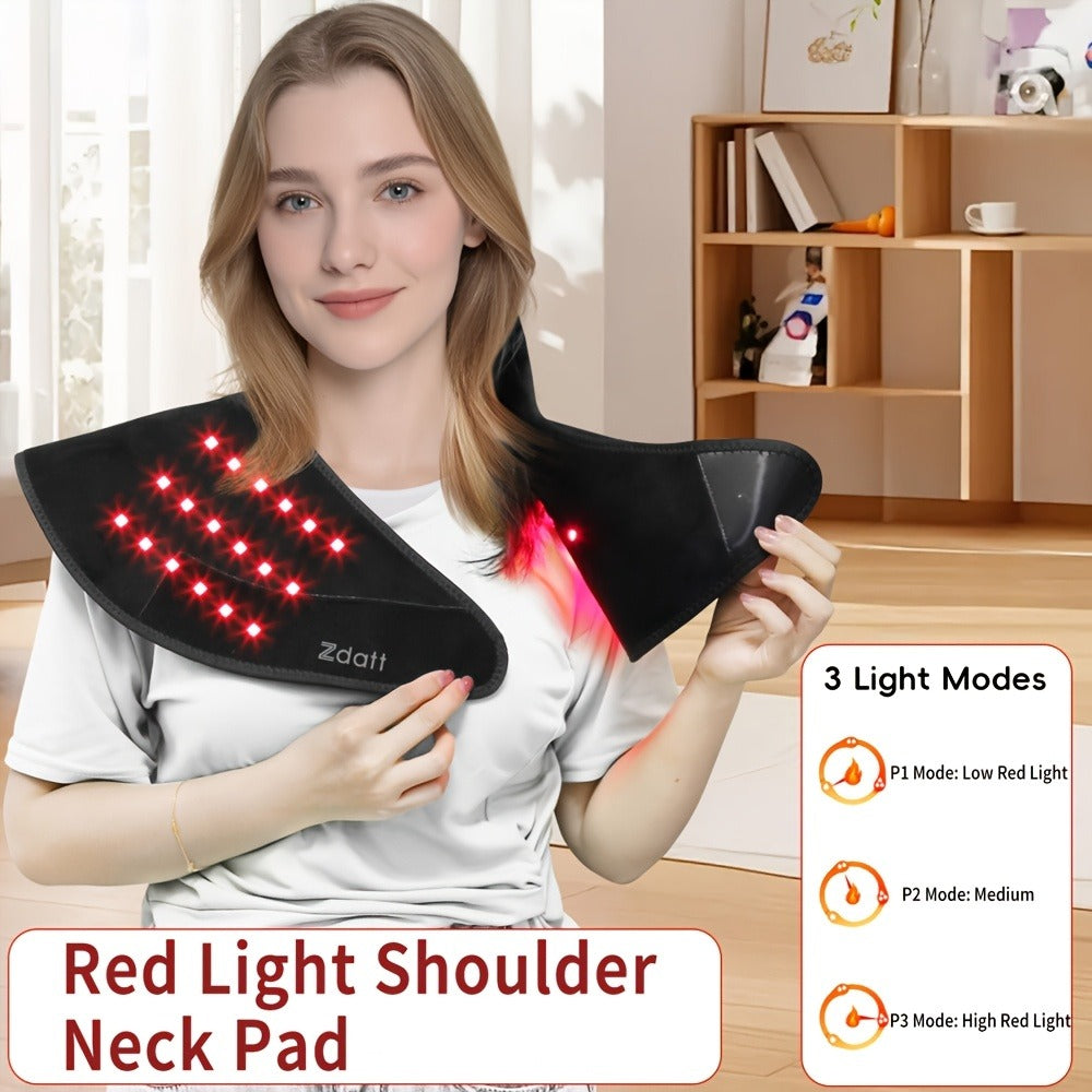 Red Light Therapy Shoulder Wrap with Dual Wavelength 660nm & 850nm Near-Infrared – 116 LED Wearable Device for Neck, Shoulder & Back Relief, 3 Wellness Modes, 5000mAh Battery, Remote Control