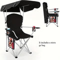 Portable Folding Camping Chair with Canopy Sun Shade 600D Oxford Fabric Outdoor Chair for Camping Beach Picnic Fishing Sports Lightweight Foldable Seat
