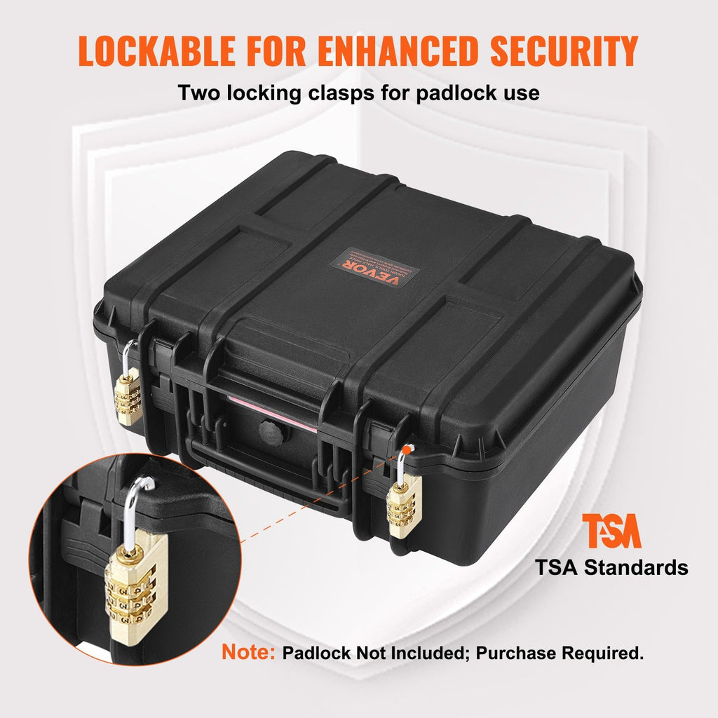 Hard Pistol Case IP67 Waterproof – TSA Approved Lockable Handgun Case with XPE Pre-Cut Foam Lining, Pressure Release Valve & Dual Padlock Holes for Safe Firearm Transport & Storage