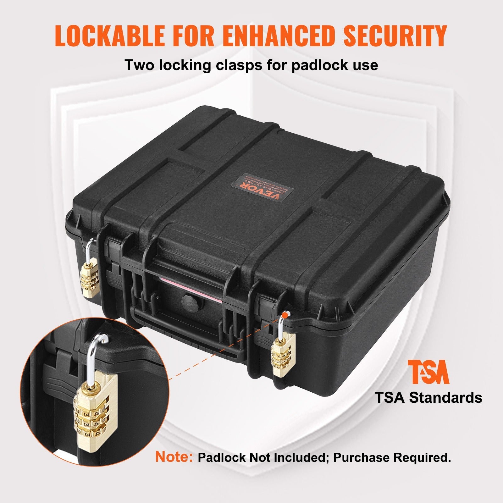Hard Pistol Case IP67 Waterproof – TSA Approved Lockable Handgun Case with XPE Pre-Cut Foam Lining, Pressure Release Valve & Dual Padlock Holes for Safe Firearm Transport & Storage